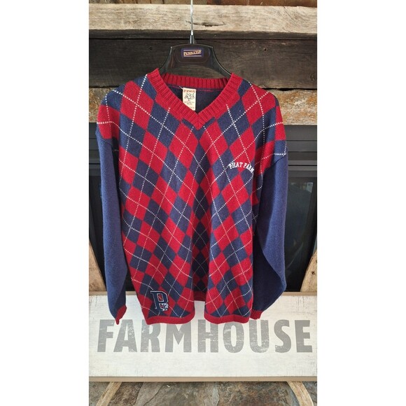 Vintage Phat Farm Crewneck Pullover Sweater Preppy College Plaid Large - Picture 2 of 9